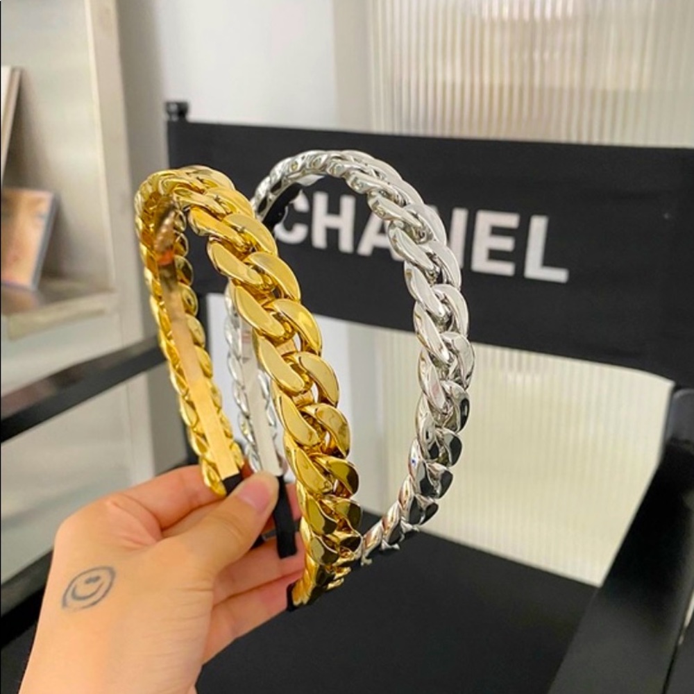Gold chain link headband